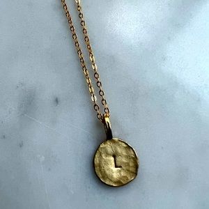 NWT dainty L initial necklace- 14k gold plated
